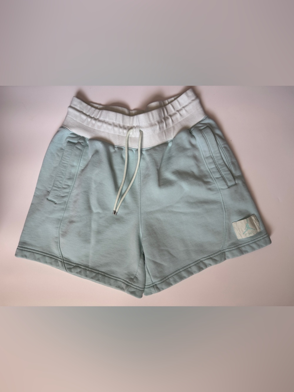Jordan Womens Light Aqua and White Fleece Shorts